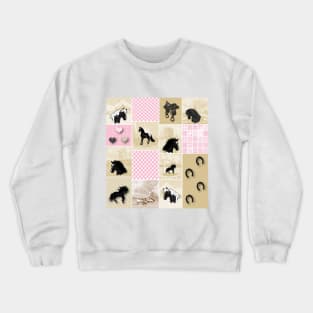 Horse Lovers Patchwork Pattern Crewneck Sweatshirt